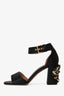 Marni Black/Multicolour Satin Embellished Crystal Block Heels Size 39