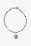 Tiffany & Co. Sterling Silver Beaded Blue Heart Tag Bracelet