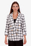Balmain Black/White Cotton Double Breasted Blazer Jacket Size 42