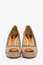 Gucci Tan Suede Chain Detail Peep Toe Pump Size 40