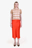 Frame Orange Silk Midi Skirt Size XS