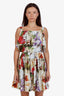 Dolce & Gabbana Beige Floral Printed Cotton Tiered Mini Dress Size 40