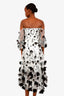 Marchesa Notte Tulle White/Black Floral Embroidery Long Dress Size 10
