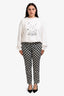 Prada 2014 Navy Blue/Cream Printed Wool Silk Trousers Size 46