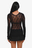 Marine Serre Black Mesh Moon Stretch Long Sleeve Top Size M
