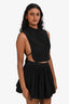 Erdem Black Silk Embroidered Colour Open Side Crop Top Size S