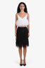 Douglas Hannant Black Fur Sequin Midi Skirt Size 2