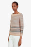 M Missoni Gold/Multicolour Zigzag Boat Neck Long Sleeve Knit Top Size US 2