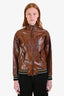 Maison Margiela Brown Crinkled Leather Bomber Jacket Size 36