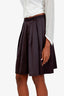 Jil Sander Navy Silk Pleated Mini Skirt Size 34