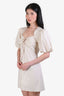 Frame Cream Cotton Tie Neck Dress Size S