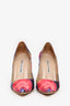 Manolo Blahnik Pink/Multicolour Floral Print Canvas Heels Size 36