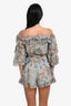 Zimmermann Blue/Pink Silk Floral Off the Shoulder Mini Dress Size XS