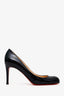 Christian Louboutin Black Patent Leather Round Toe Heels Size 39