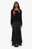 Dusen Black Pleated Satin Wide Leg Trousers Size S