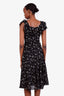 Reformation Black/White Patterned Ruffle Midi Dress Size XS
