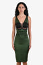 Roberto Cavalli Green Silk Lace Ruched Fitted Dress Size XS