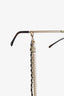 Pre-loved Chanel™ Silver/Gold Plated Chain Trim Detail Oval Glasses with Pearl Leather Chain