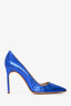 Manolo Blahnik Cobalt Blue Python Metallic Heels Size 38.5