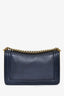 Pre-loved Chanel™ 2013-14 Navy Lambskin Embossed Medium Cube Boy Shoulder Bag