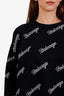 Balenciaga Black Wool Logomania Sweater Size XS