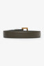Saint Laurent Olive Green Leather Cassandre Thin Belt