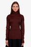 Bottega Veneta Burgundy Silk Turtleneck Sweater Size 40