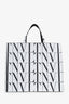 Valentino White/Black Leather VLTN Time Tote Bag