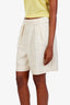 Theory Beige Pleated Linen Shorts Size 8