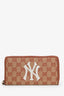 Portefeuille continental Gucci en toile GG beige New York Yankees