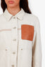 Loewe White Linen Denim Anagram Workwear Jacket Size 38