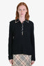 Burberry Black Cotton Nova Check Trim LS Polo Shirt Size L