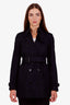 Burberry Black Cotton Cropped Belted Jacket Size 4