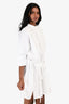Valentino White Cotton Poplin Mesh Sequin Embellished Shirt Dress Size 40