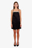 Prada Black Satin Crystal Embroidered Mini Dress Size 38