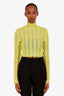 Fendi Green Mohair Cropped Mock Neck Sheer Sweater Size 4