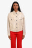 Brunello Cucinelli Cream Metallic Cotton Buttoned Jacket Size 36