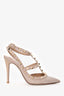 Valentino Beige Patent Rockstud Pointed Toe Heels Size 35