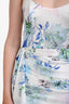 Katie May White/Blue Floral Print Satin Strapless Mini Dress with Drape Size M