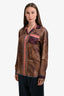 Pierre-Louis Mascia Brown/Pink Silk Graphic Print Long Sleeve Button Down Shirt Size S