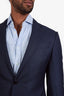 Zenga Blue Wool Cotton Single Breasted Blazer + Pant Suit Set Size 48 Mens