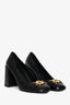 Versace Black Leather Gold Medusa Block Heels Size 39