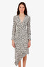 A.L.C. Black/White Midi Length Zip Up Draped Dress Size 0