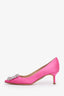 Manolo Blahnik Pink Lace Satin Hangisi Pumps Size 36.5