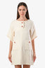 Pre-loved Chanel™ 2017 White Tweed Button Detail Short Sleeve Mini Dress Size 34