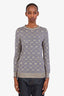 Gucci Gold/Navy Wool Striped GG Sweater Size S