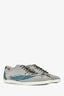 Gucci Silver Glitter Printed Tennis Sneakers Size 38.5