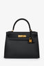 Hermès 2019 Black Epsom Leather Sellier Kelly 28 with Strap