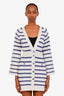 Pre-loved Chanel™ White/Blue Cashmere Striped Long Cardigan Size 36