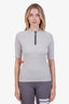 Hermès Grey Wool Quarter Sleeve Zip Top Size M